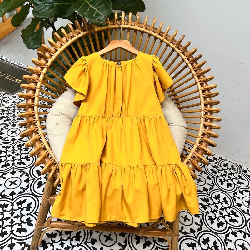 Váy bé gái dáng dài babydoll trơn cao cấp