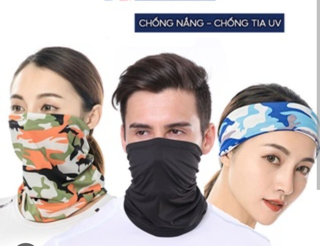 COMBO 5 KHẨU TRANG ĐA NĂNG HỌA TIẾT, MÀU ĐEN, CHỐNG BỤI, CHỐNG NẮNG CAO CẤP