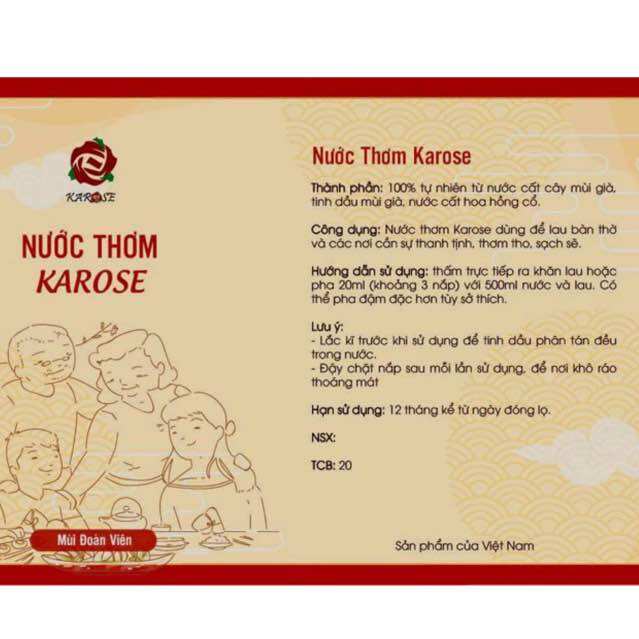 NƯỚC THƠM KAROSE (nước cất mùi già + hoa hồng)