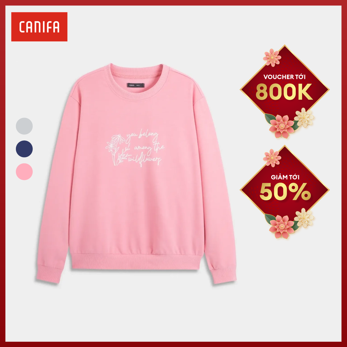 Áo nỉ nữ CANIFA basic cổ tròn 6TW23W006