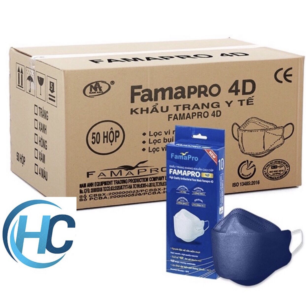 1 Thùng 500 cái khẩu trang 4D giá sỉ chính hãng Famapro Nam Anh