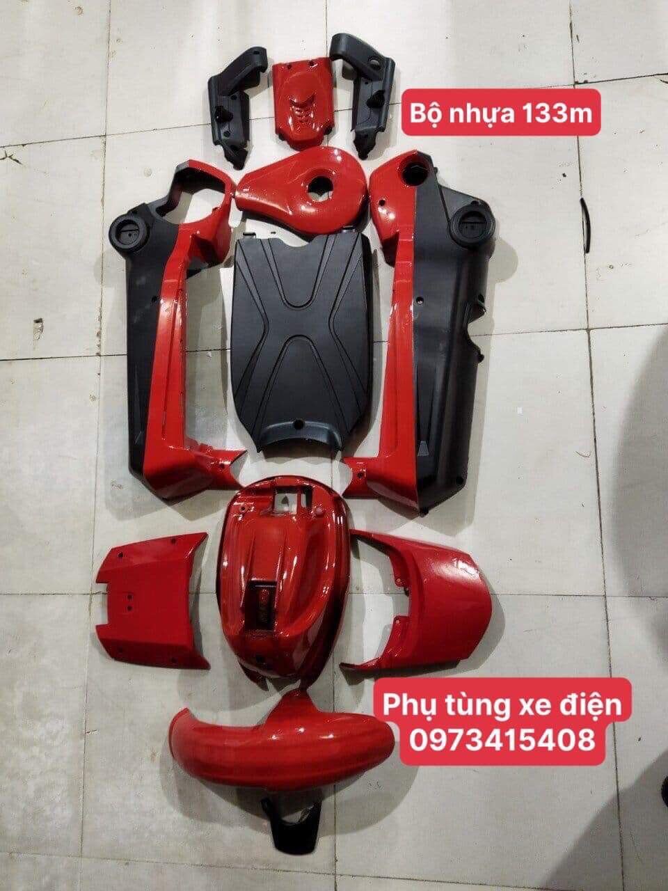Bộ nhựa bảo vệ xe điện 133M ko tem/ bộ nhựa xe điện, xe đạp điện 133M 9 chi tiết