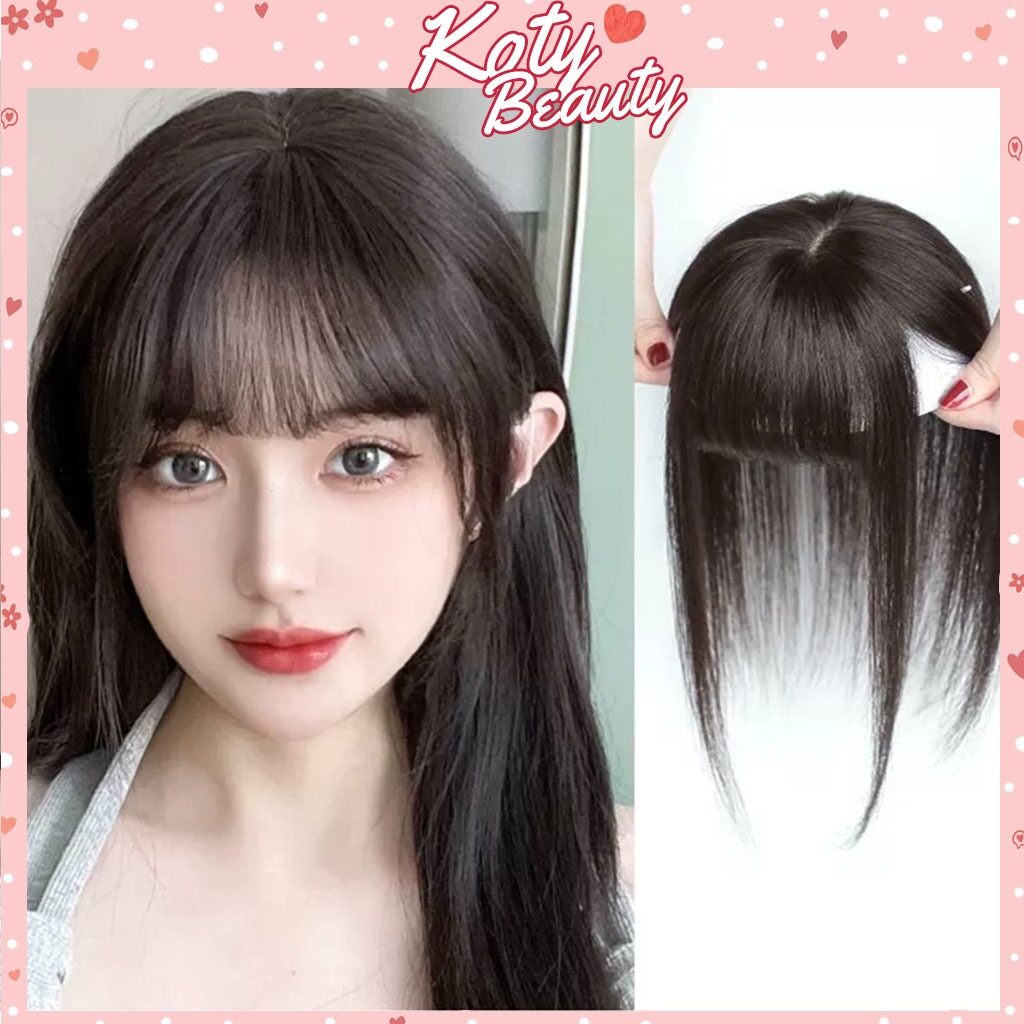 [HCM][ SIÊU CHẮC CHẮN ] - Tóc giả che hói đỉnh đầu mái thưa dài 35cm H003