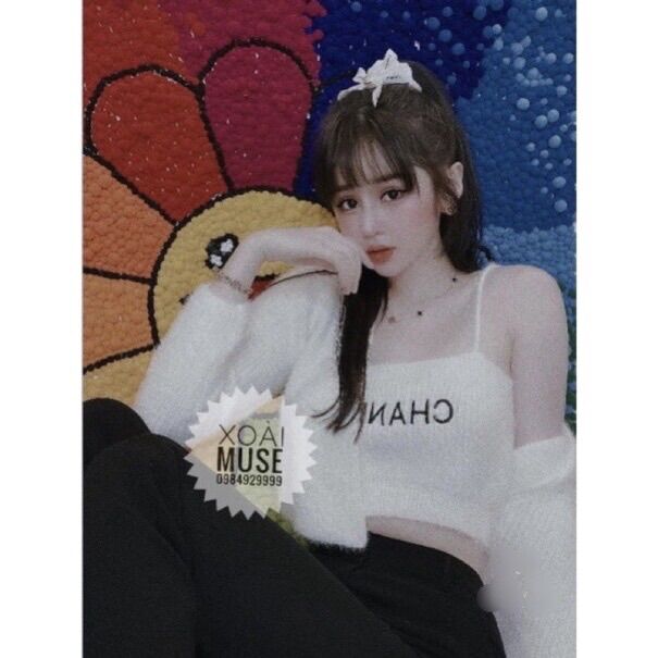 Set áo len lông croptop kèm áo 2 dây hot hit