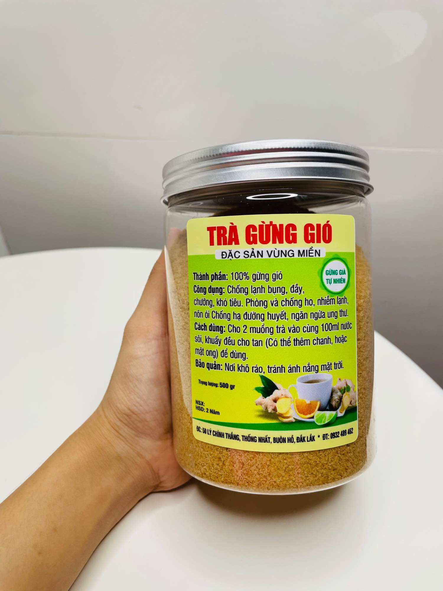 Trà Gừng gió đường phèn  Hòa Tan Làm từ gừng gió và Đường phèn thủ công không chất bảo quản