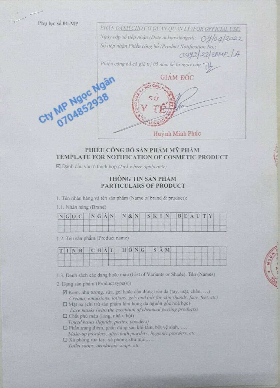 TINH CHẤT HỒNG SÂM TÁI TẠO DA