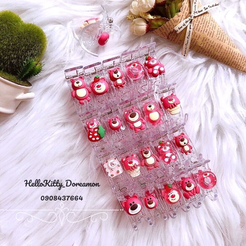 Set 5c kẹp tóc càng cua 3 răng gấu dâu lotso