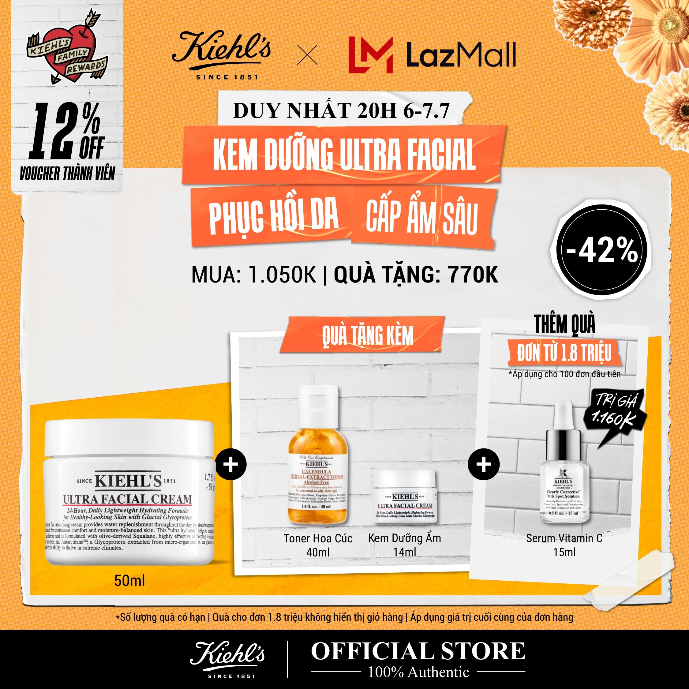 Kem dưỡng ẩm kiehl's ultra facial cream 50ml