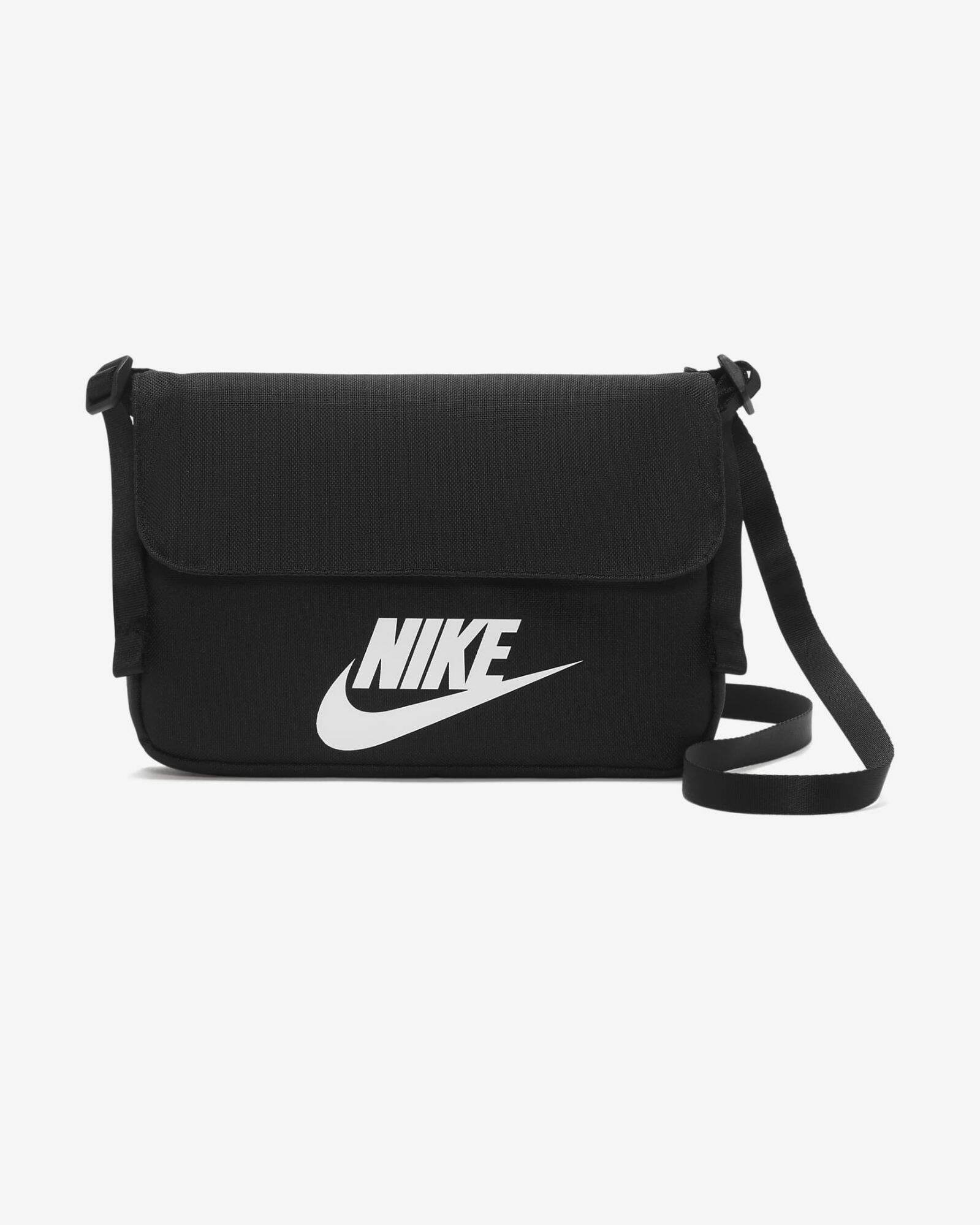 Túi đeo chéo NIKE màu đen, logo trắng, nam nữ