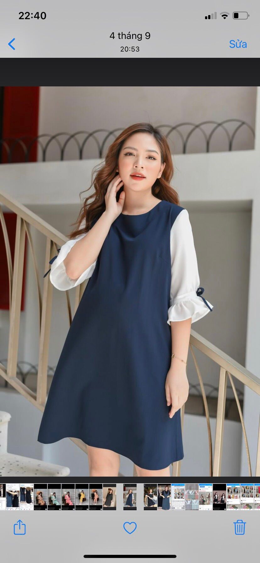 Đầm bầu tay lửng công sở thời trang