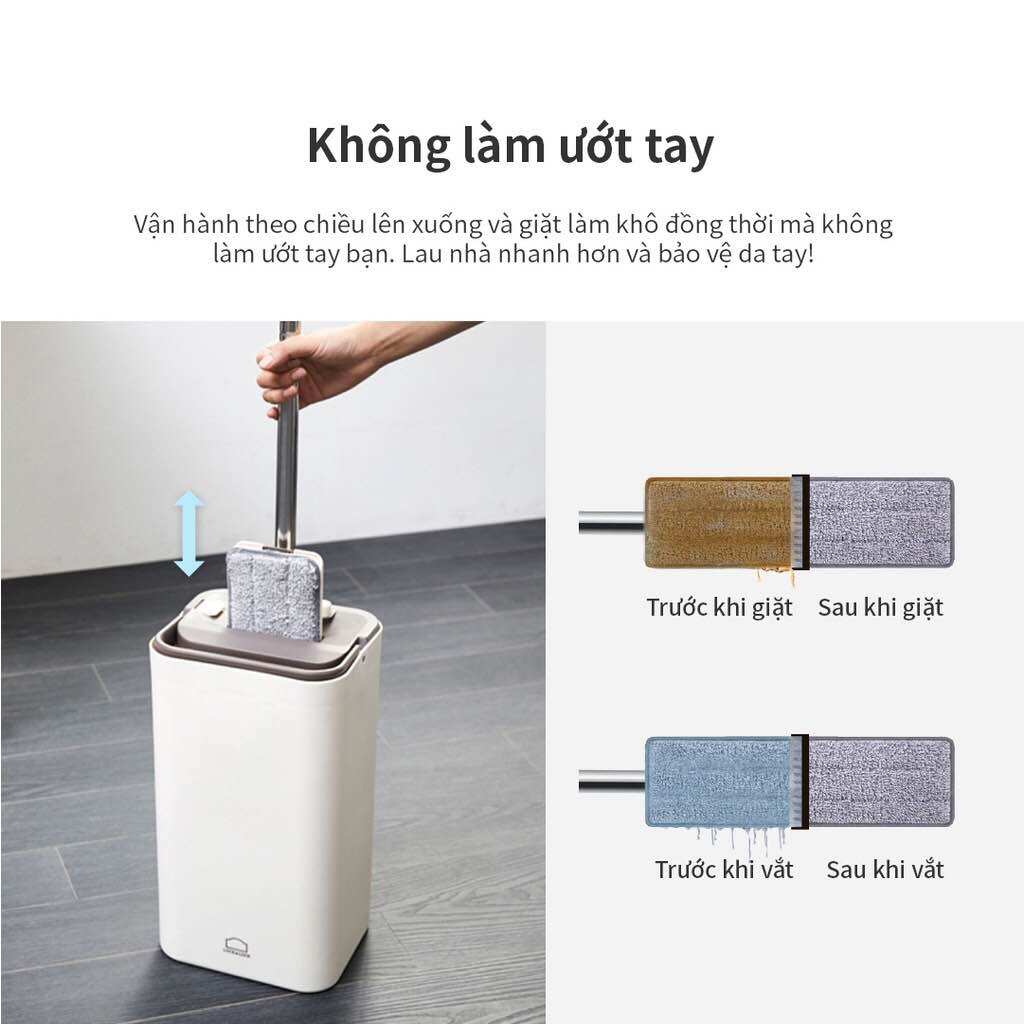 [HCM]Bộ cây lau nhà Lock&Lock Squeeze Flat Mop ETM471