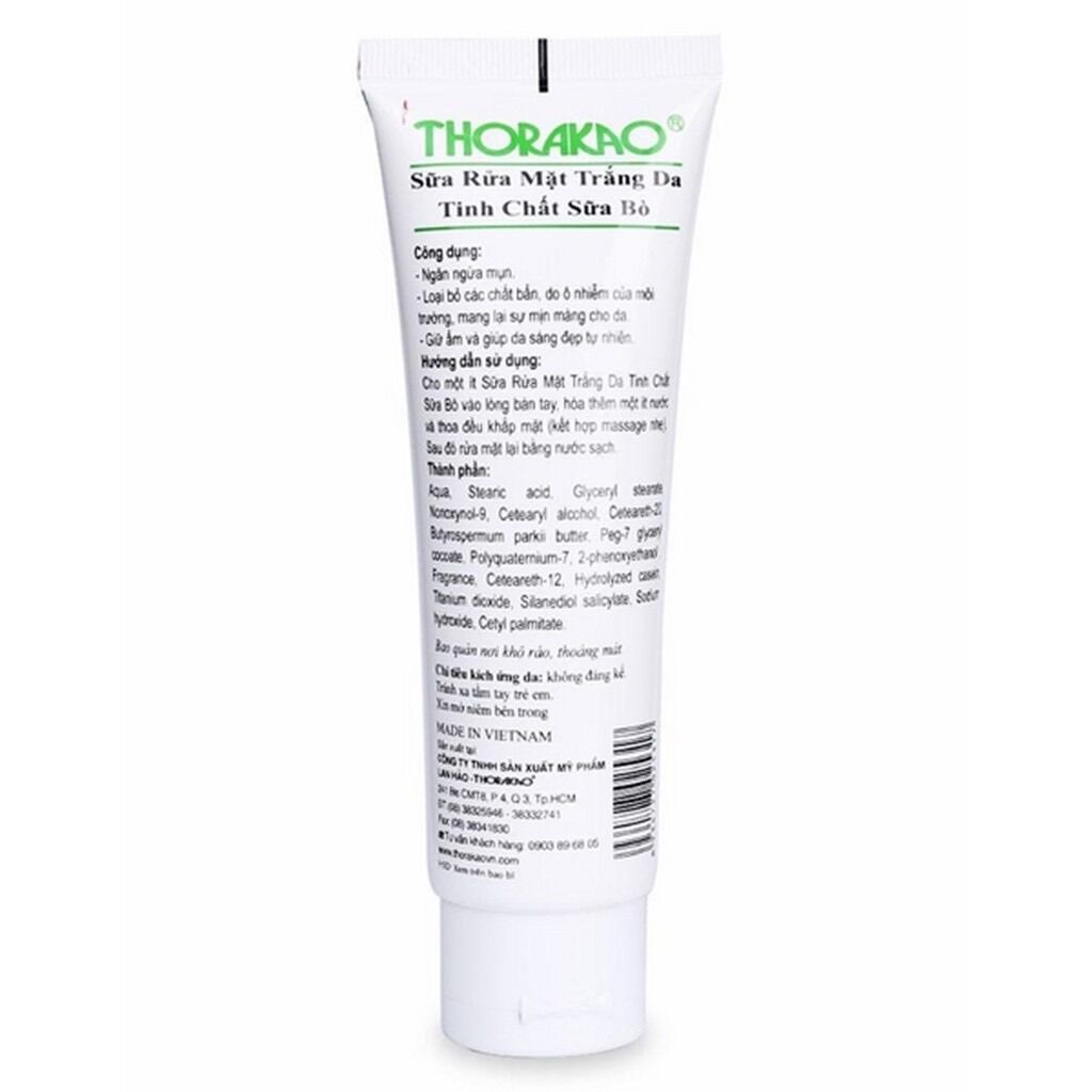 Sữa rửa mặt trắng da tinh chất sữa bò Thorakao 120g