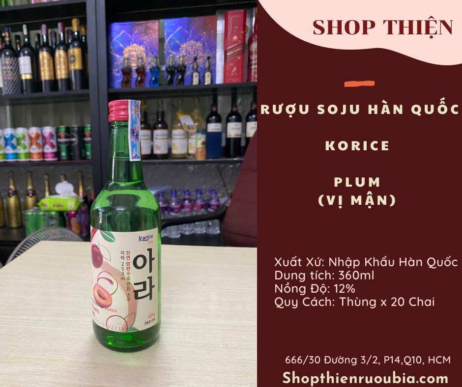 Soju hàn quốc korice 360ml-vị mận