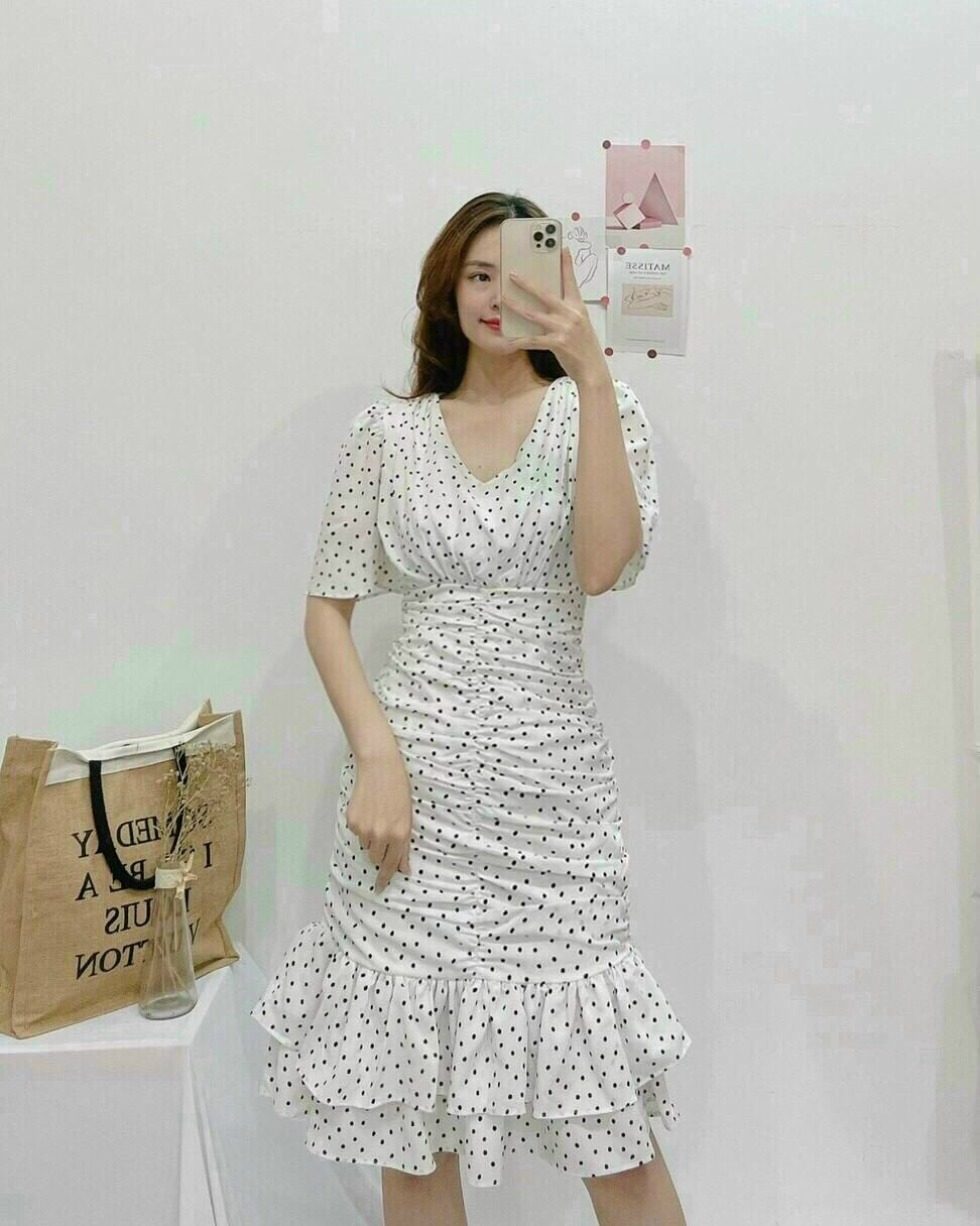 Đầm đuôi cá chấm bi