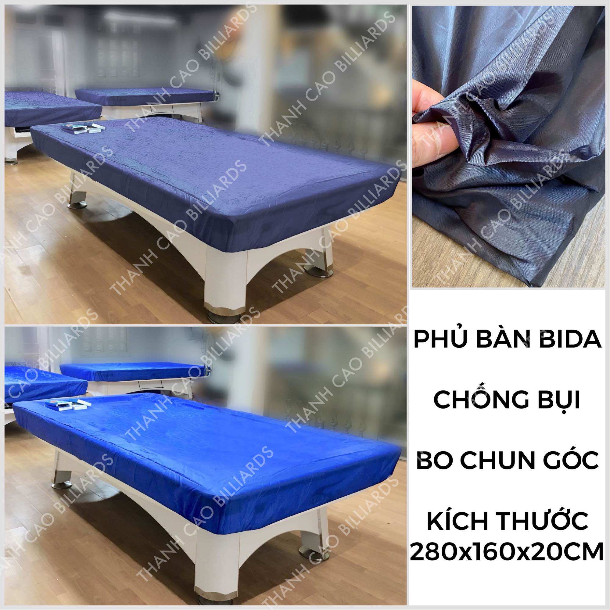 Tấm Phủ Bàn Billiards Bảo Vệ Mặt Bàn Bi-a Chống Bụi Kích Thước 280x160x20cm