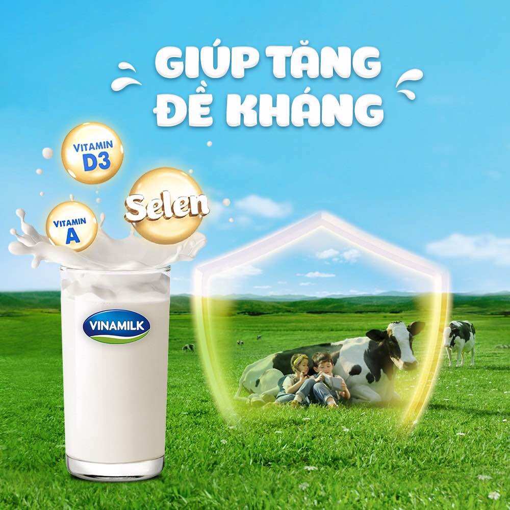 Thùng sữa tiệt trùng 100% Vinamilk (có đường và ít đường) 48 hộp 180ml