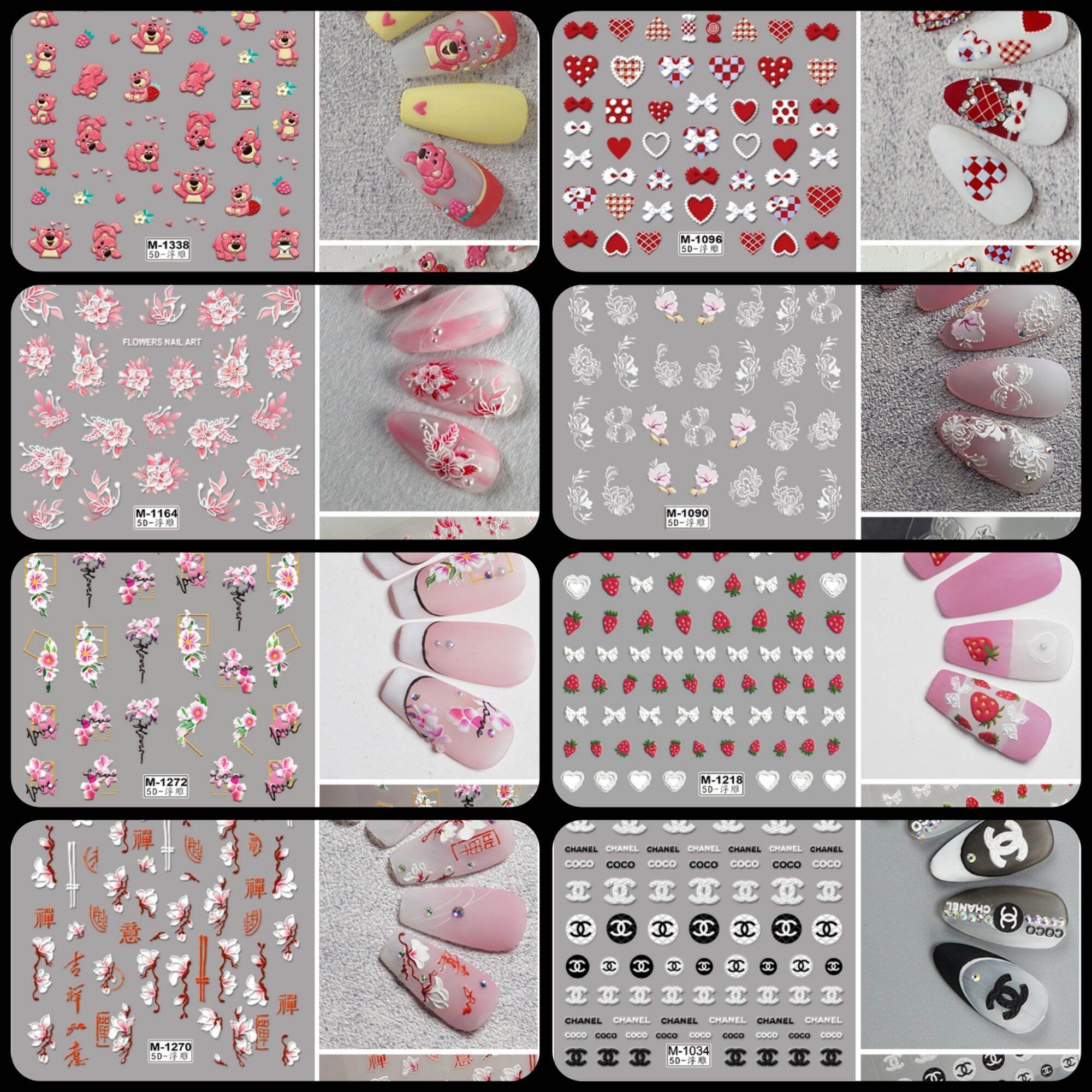Sticker 5d lụa nổi cao cấp -hình dán nail ❤️