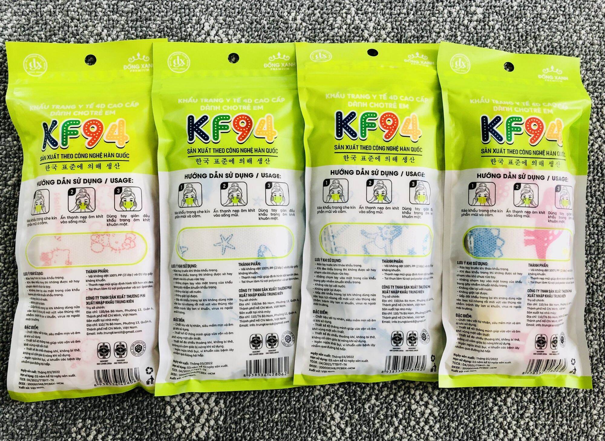 Túi khẩu trang kf94 trẻ em đồng xanh premium 10 cái túi - ảnh sản phẩm 5