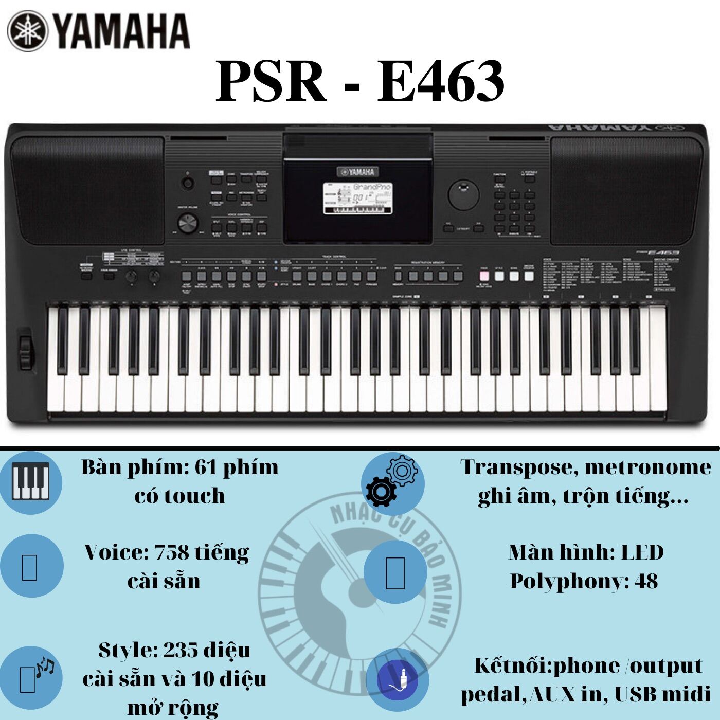 Đàn organ Yamaha PSR-E463 chính hãng