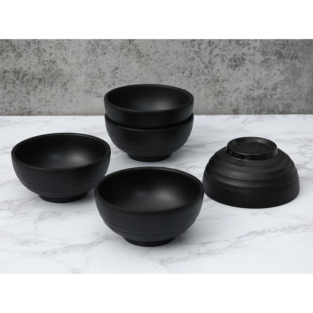 Chén bát cơm nhựa melamine màu đen nhám