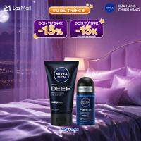 Bộ Đôi Sữa Rửa Mặt và Lăn Ngăn Mùi NIVEA MEN Deep Than Hoạt Tính 50ml - 84415+80031