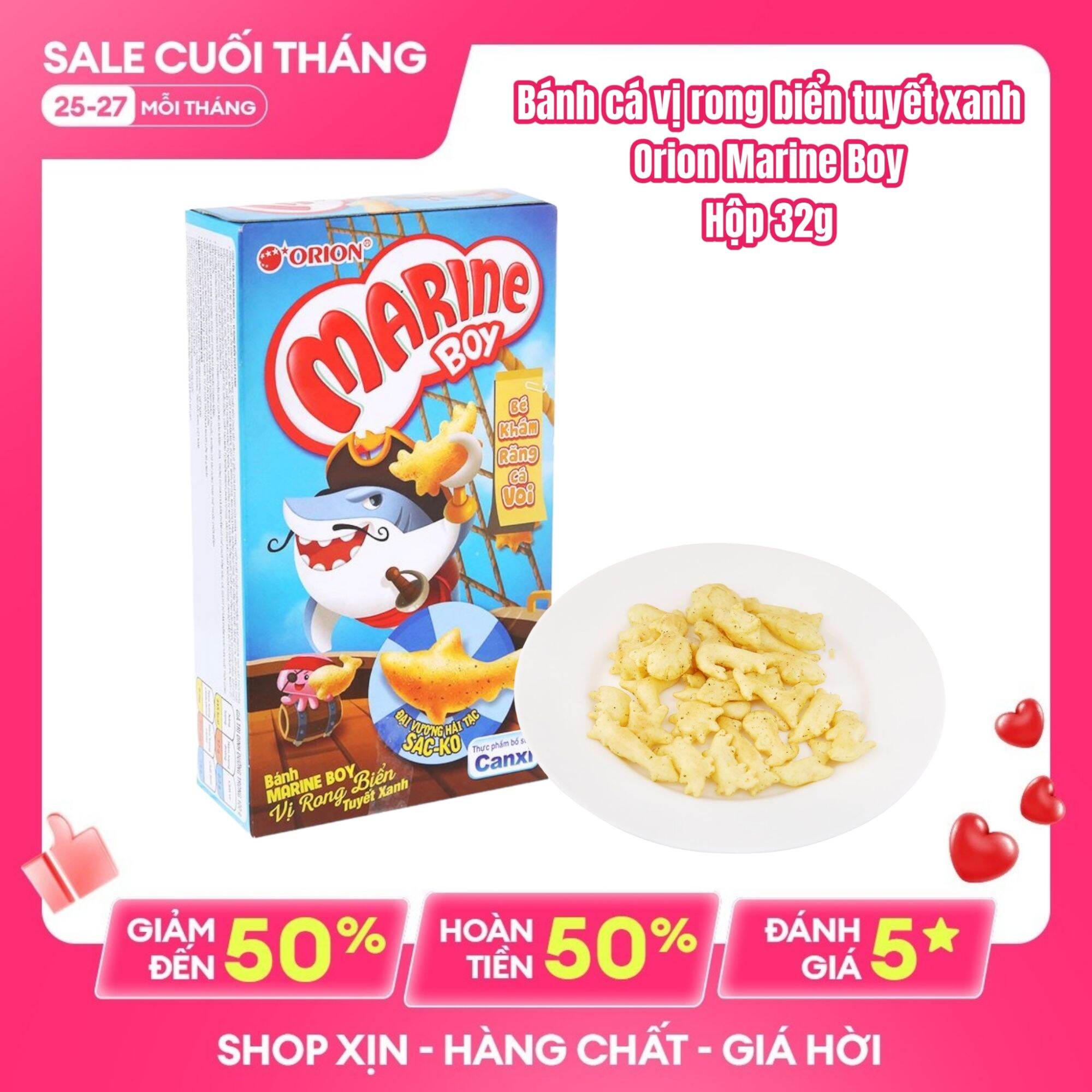 Bánh cá vị rong biển tuyết xanh Orion Marine Boy hộp 32g