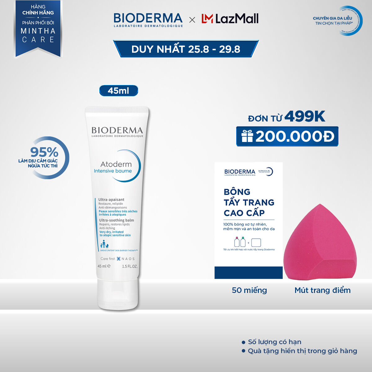 Kem dưỡng ẩm chuyên sâu cho da rất khô và viêm da cơ địa Bioderma Atoderm Intensive Baume - 75ml