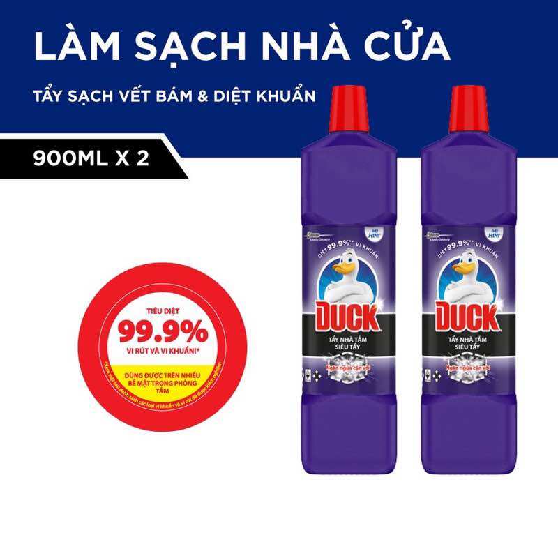 Tẩy toilet nhà tắm Duck 900ml siêu sạch diệt 99.9% vi khuẩn