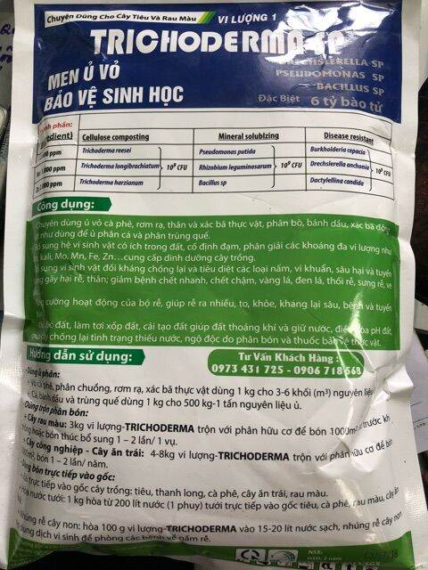 Gói 1kg Nấm Đối Kháng TRICHODERMA SP  (6 tỉ bào tử)