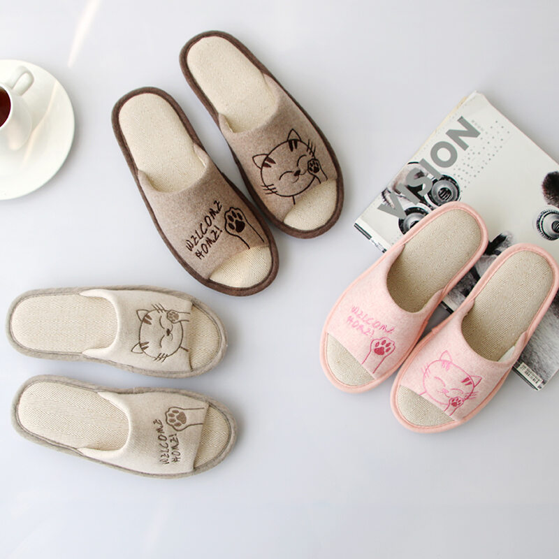 Dép Lê Vải Lanh Bốn Mùa Xuân Hè Kiểu Nhật Dép Lê Vải Lanh Cotton Gia Dụng