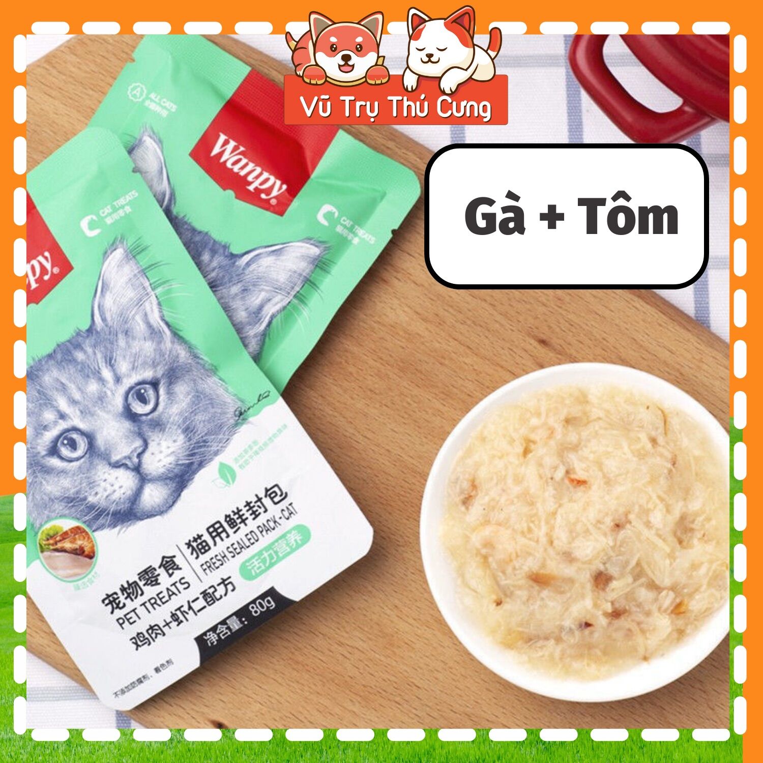 Pate Wanpy cho Mèo gói 80g, đủ vị