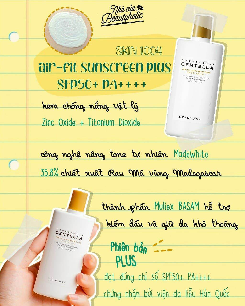 [Nhacuabeautyholic] Kem chống nắng Skin1004 Air - Fit Sunscreen Plus SPF50+ PA++++
