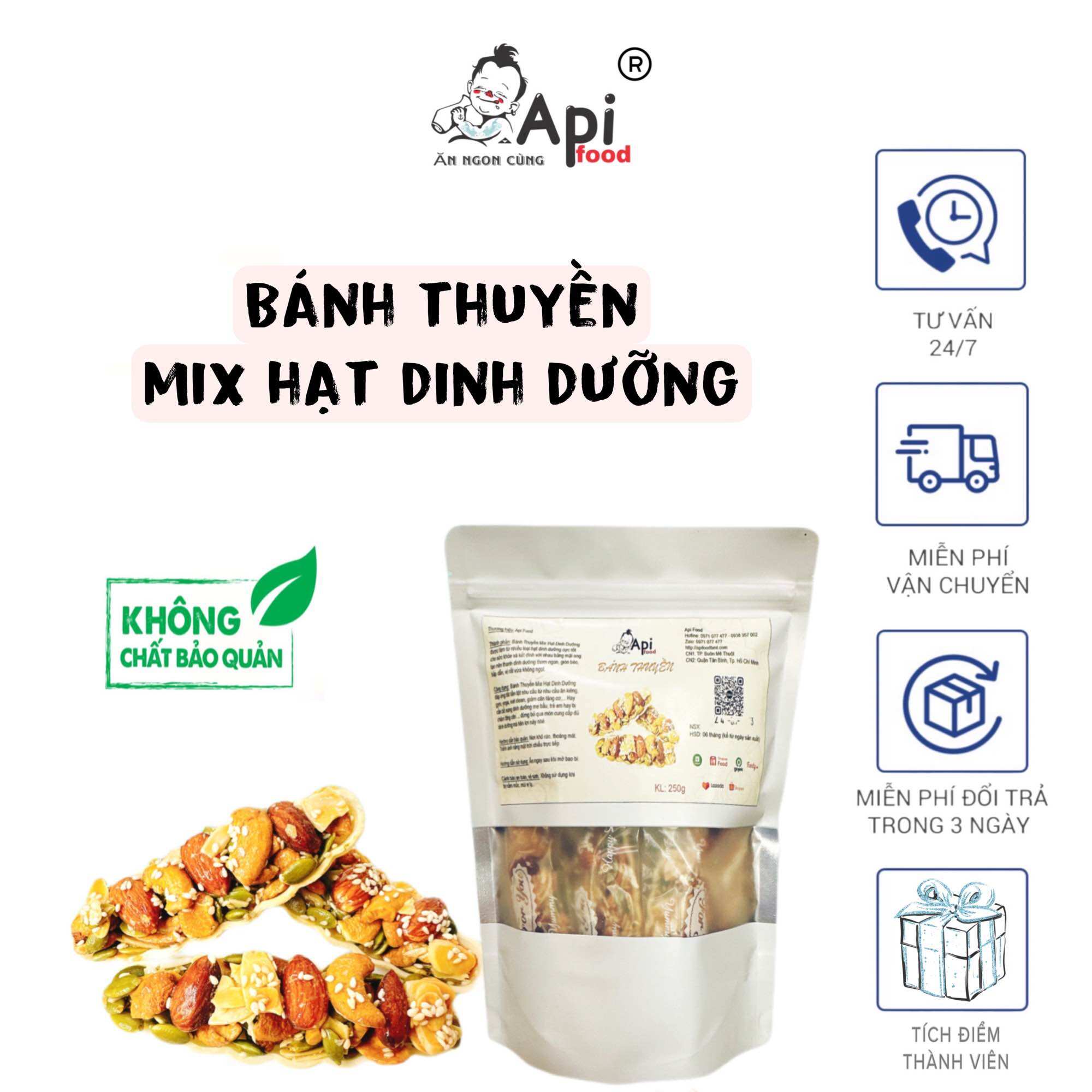 Bánh thuyền mix hạt dinh dưỡng - dành cho mọi lứa tuổi 250gr