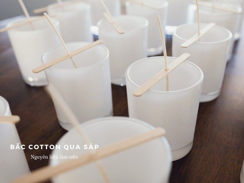 Bấc nến cotton nhúng sáp kèm đế sắt tròn