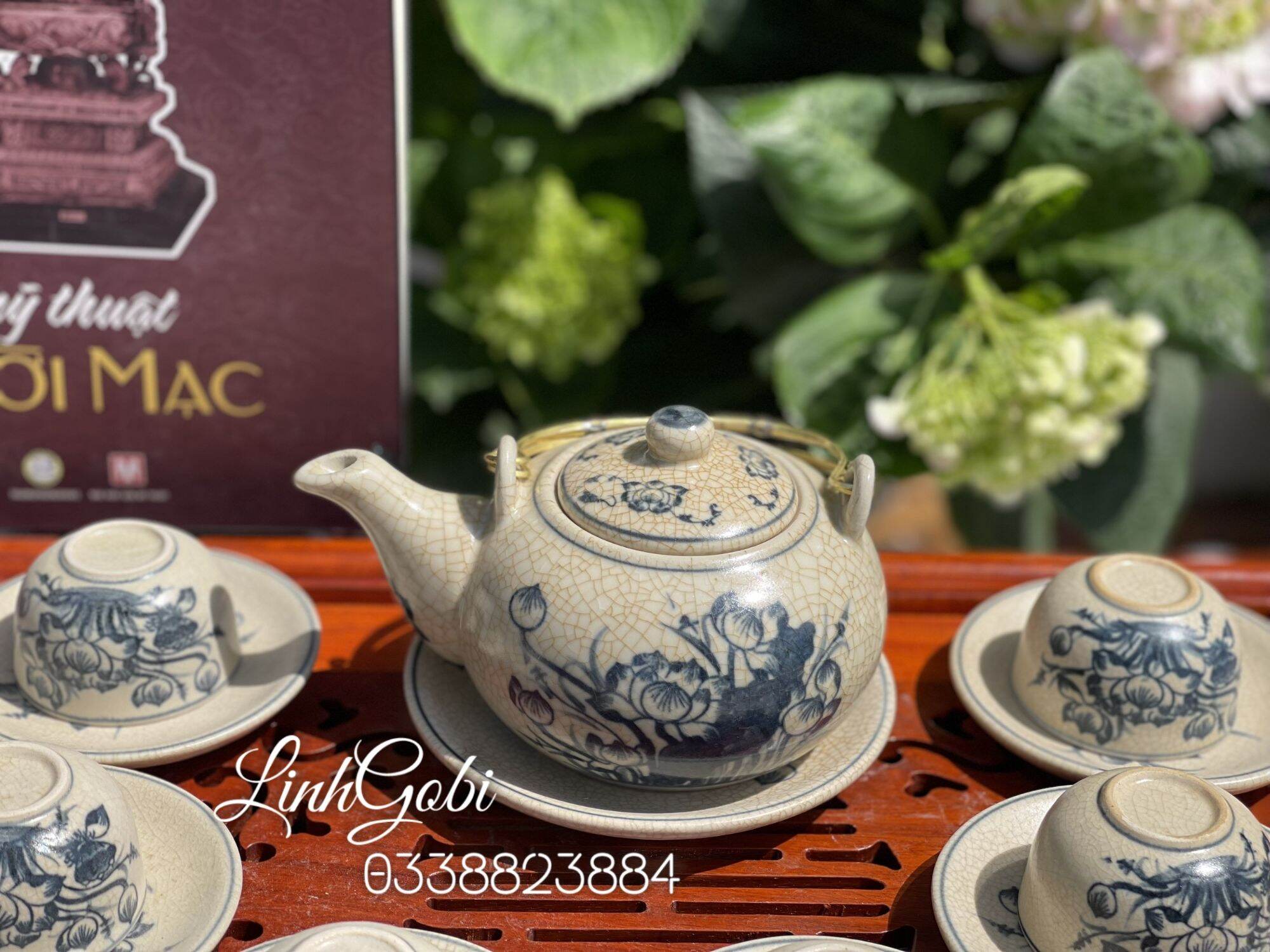 Ấm chén men rạn , ấm chén bát tràng , ấm chén cổ