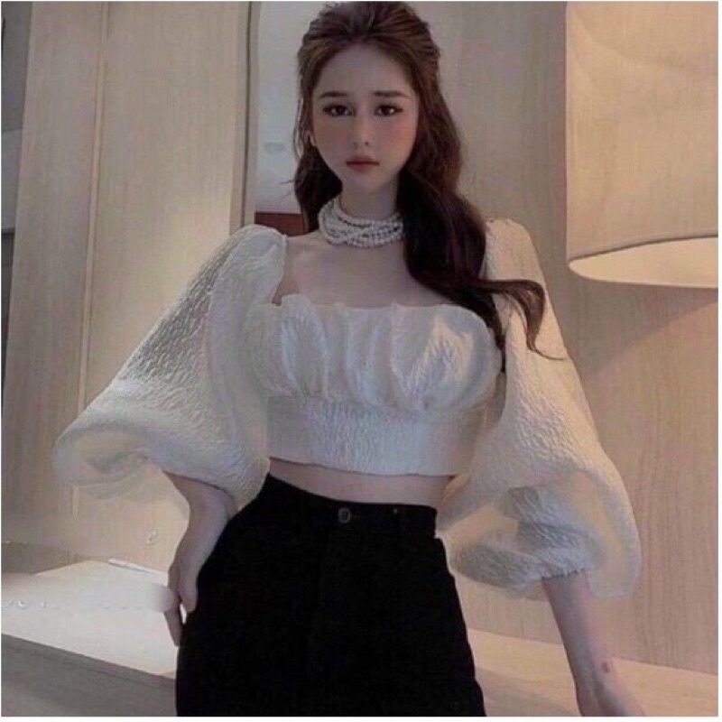 Áo kiểu tiểu thư kèm mud ngực hở lưng cột nơ xinh đẹp m5