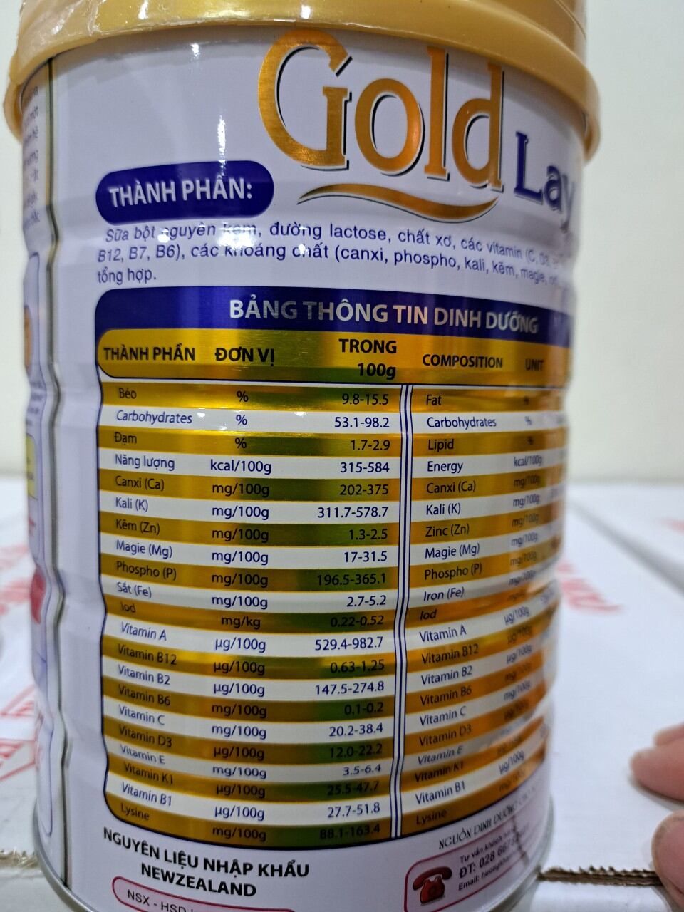 Sữa Bột Goldlay Canxi Sure 900g bổ sung canxi