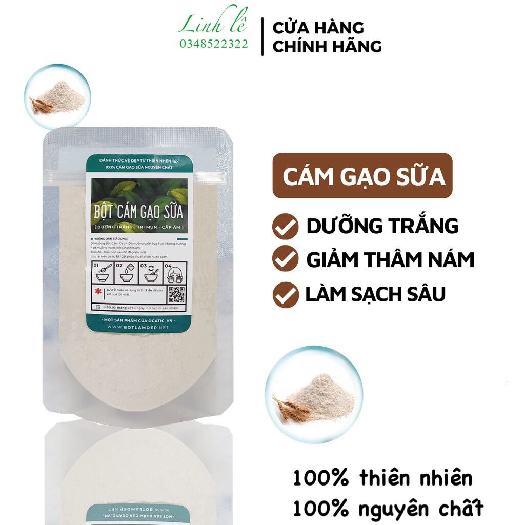 Bột Cám Gạo Nguyên Chất 100% 👍👍👍túi 500g - Bột thiên nhiên handmade Bột cám gạo nguyên chất đắp mặt dưỡng trắng (áp mã free ship 👇👇👇) giá rẻ