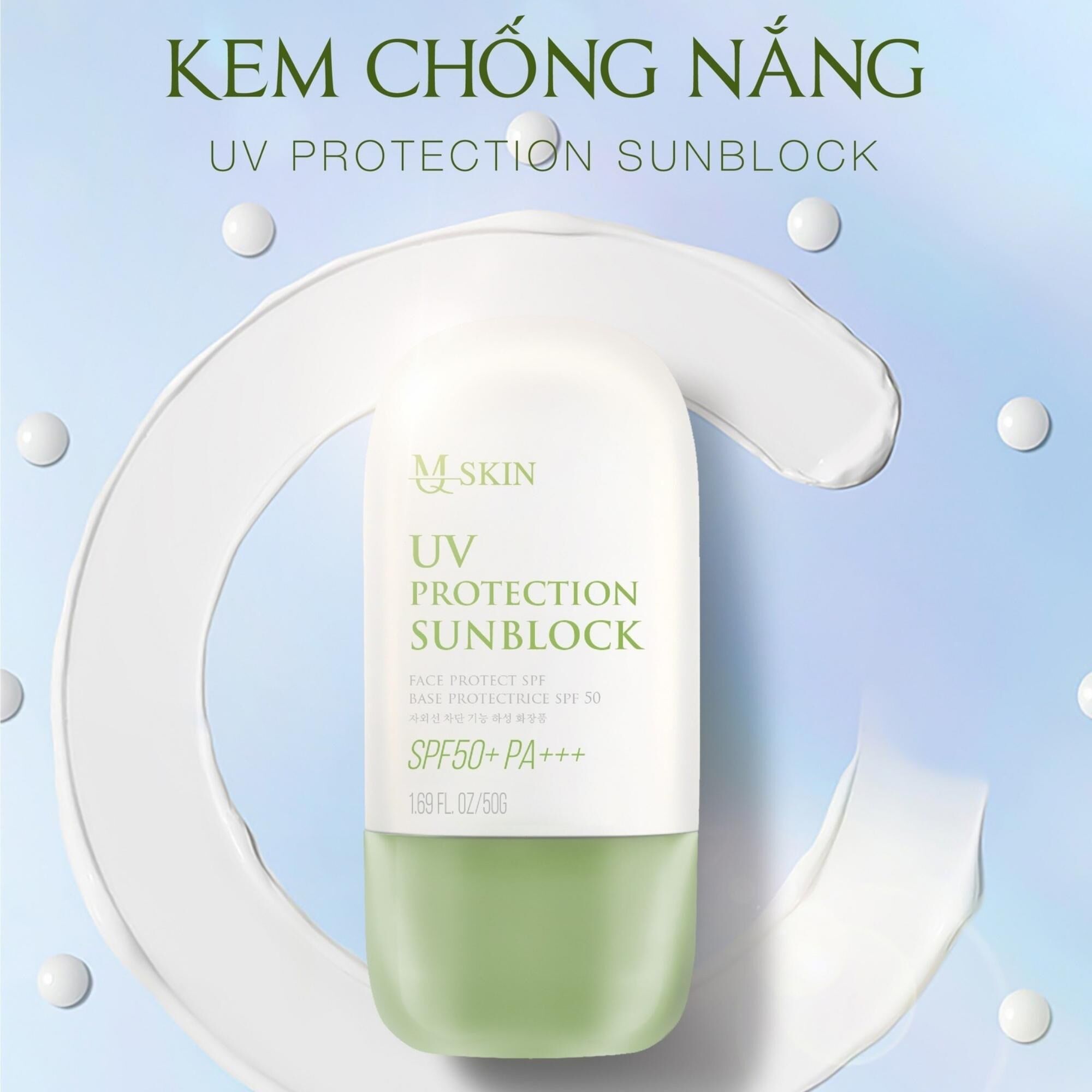 Kem chống nắng mq skin bảo vệ da 50spf+/pa+++, kem chống nắng hàn quốc mq skin 50g mq skin chính hãng