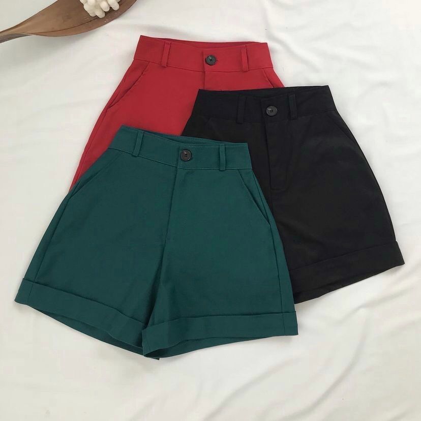Quần Short Kaki Cạp Cao Nữ Form Rộng