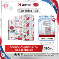 Nồng Độ Cồn 4.3% - Combo 3 Thùng 24 Lon Bia 333 Pilsner 330ml
