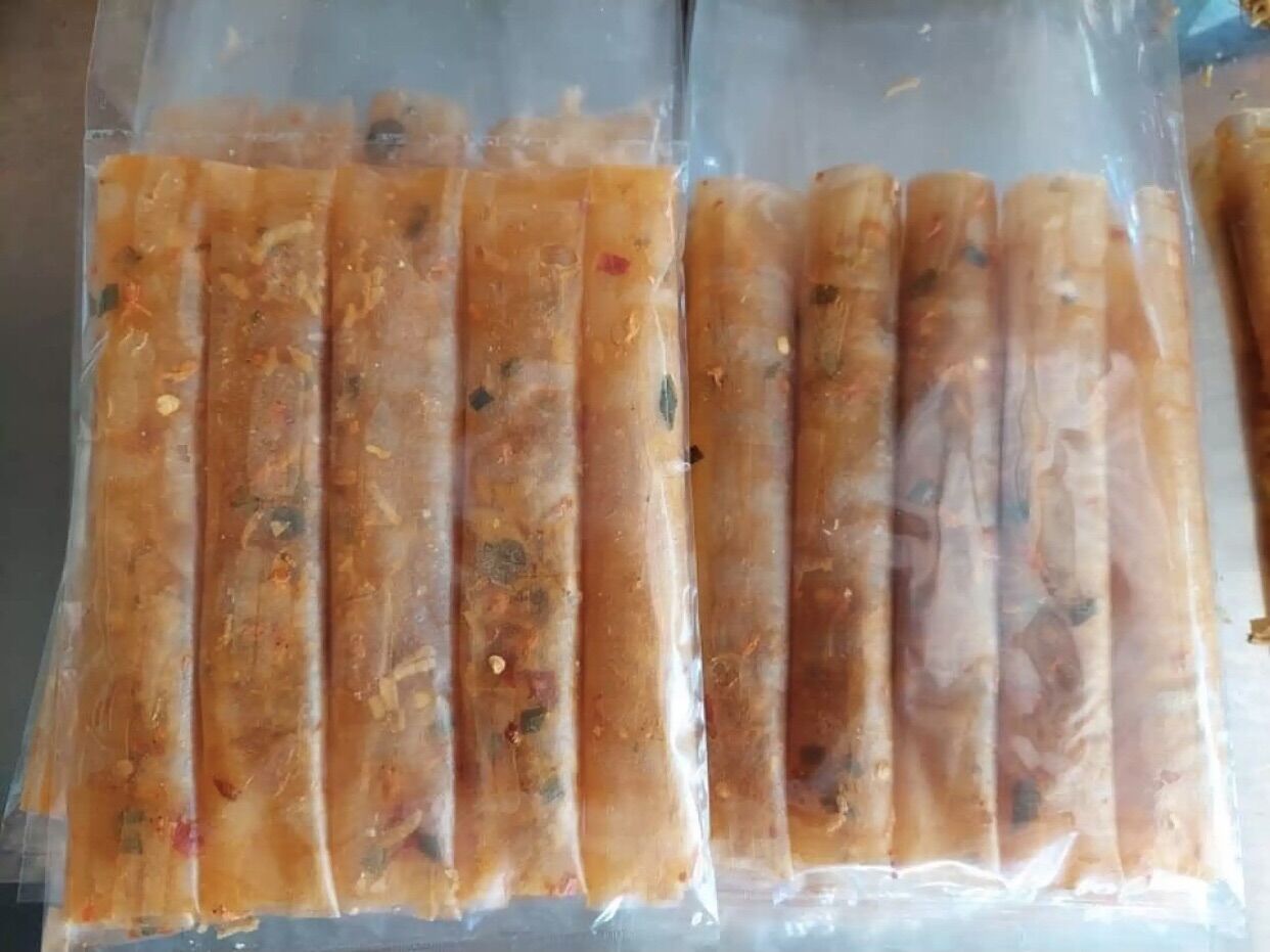 Combo 5 bịch bánh tráng dẻo tôm cuộn hành phi ( bịch 5 cuốn), ăn vặt ngon