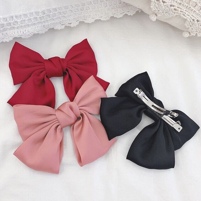 Nơ Kẹp Tóc Hình Nơ Xinh Bảng To đủ màu Handmade (hình thật)