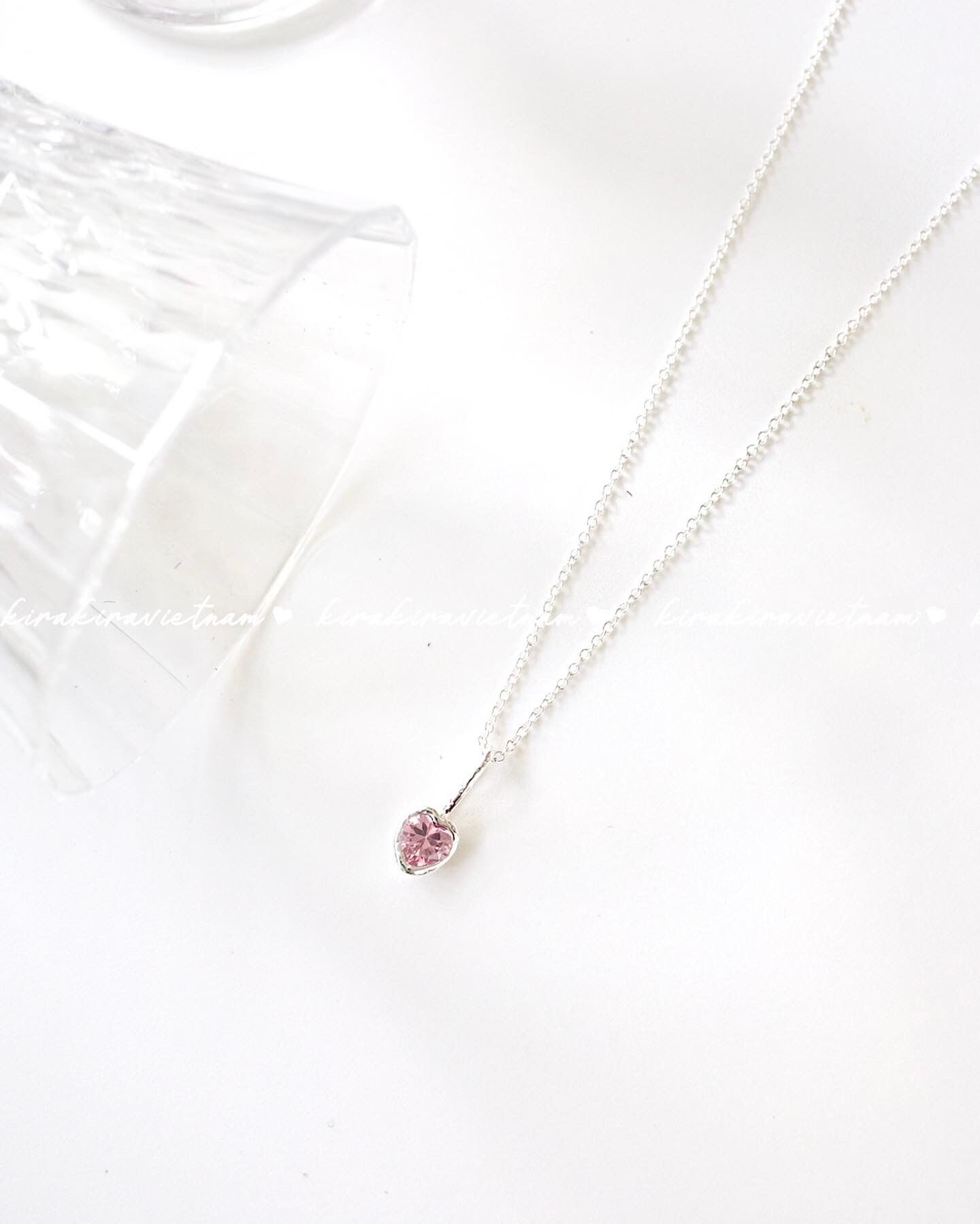 Dây chuyền đá pha lê hồng trái tim 5cm/s