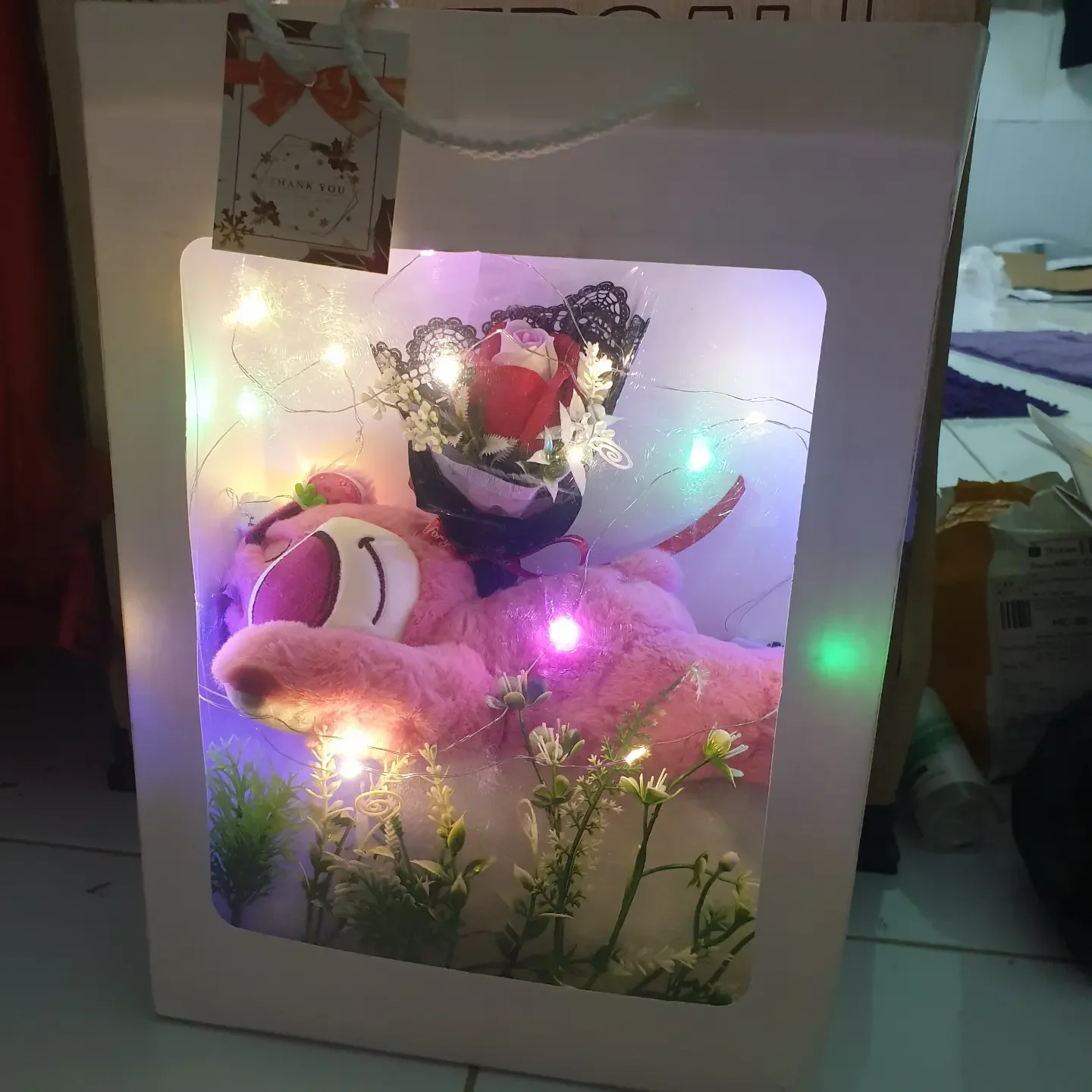 gấu dâu nằm 30cm (lotso) lông mịn