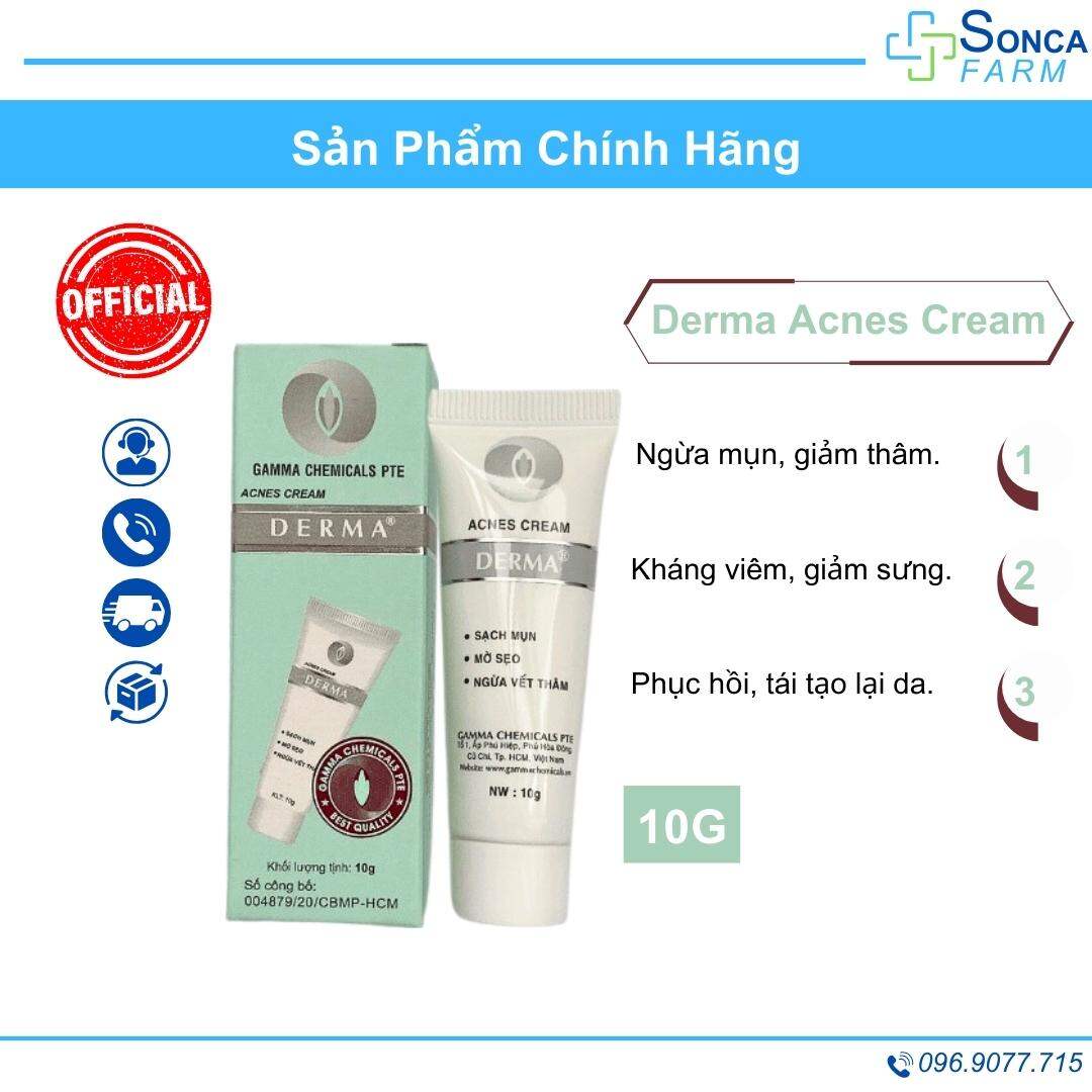 Kem mụn derma acnes cream 10g giúp giảm mụn, giảm thâm, liền sẹo