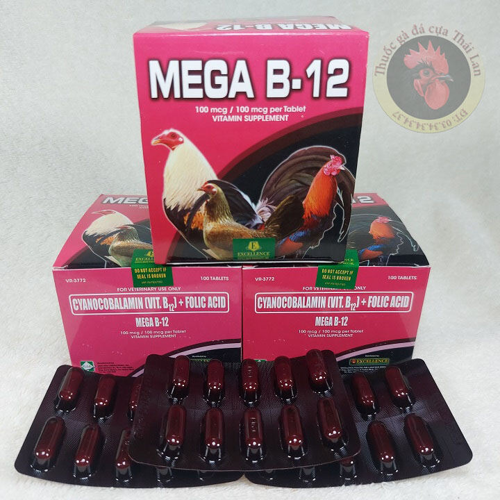 MEGA B12 - Thuốc nuôi tăng nước máu cho gà đá 1vỉ- 10 viên