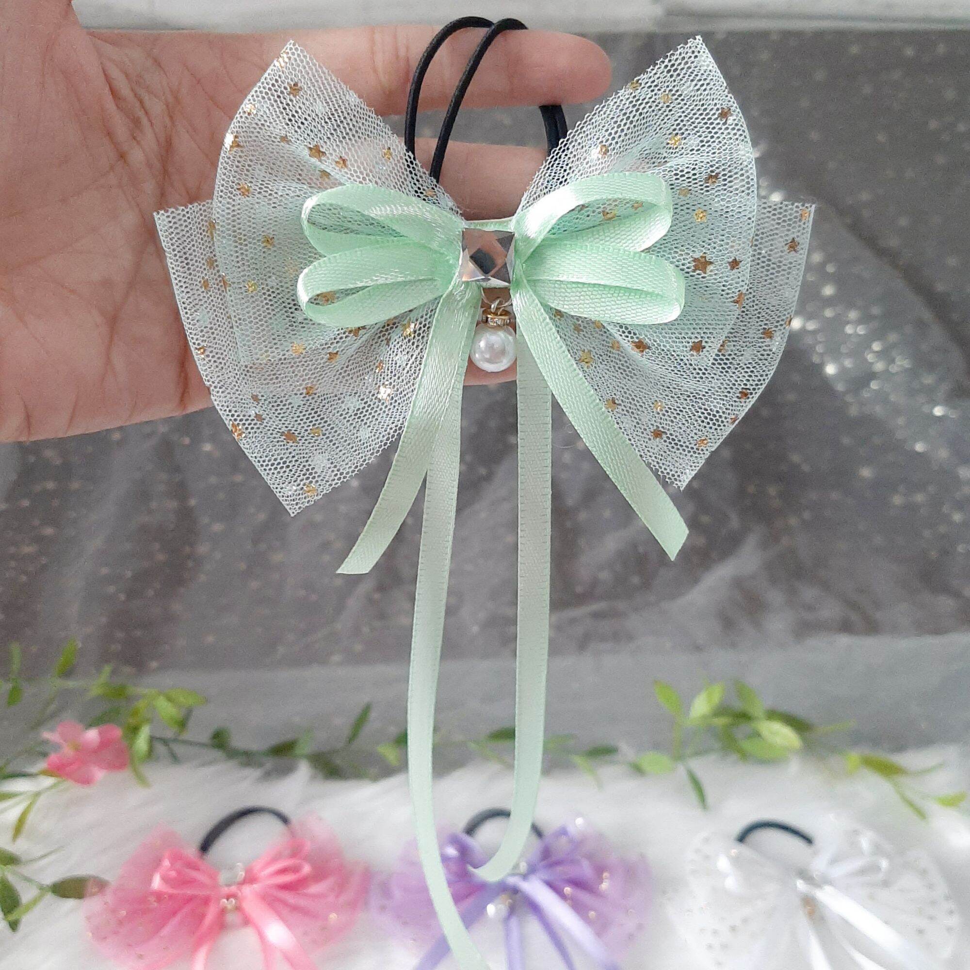 Cột tóc nơ đính ngọc lấp lánh (mua 9 tặng 1)