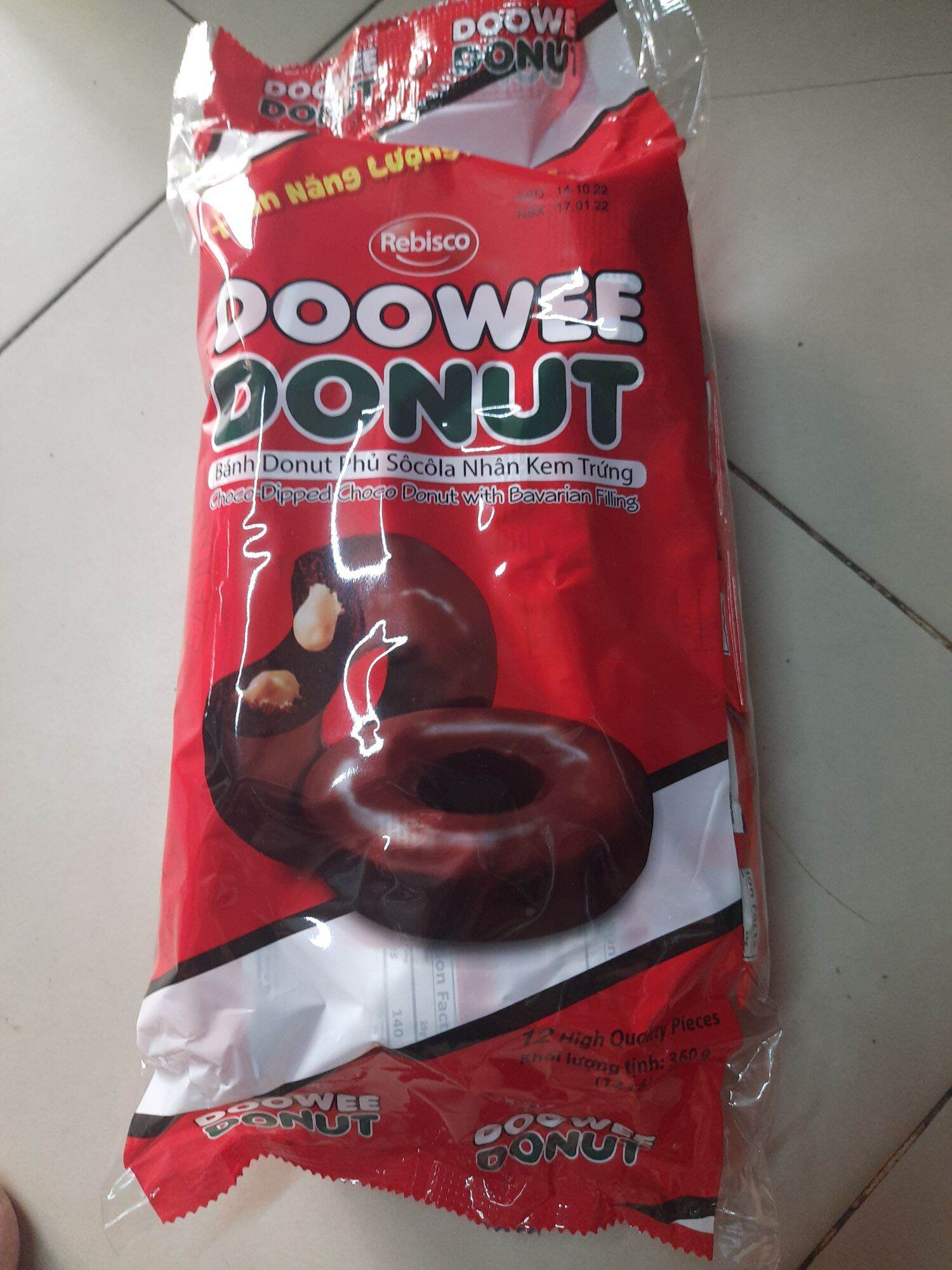 Bánh donut Doowee socola Túi 360g 12 cái