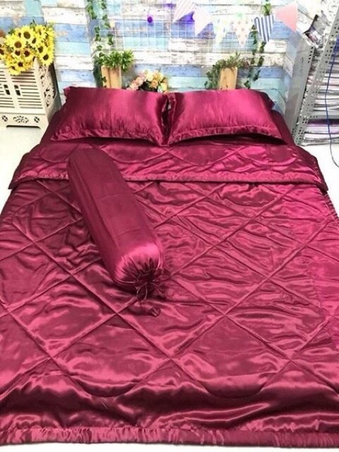 bộ ga và vỏ gối phi bóng đỏ đô 1m6x2m
